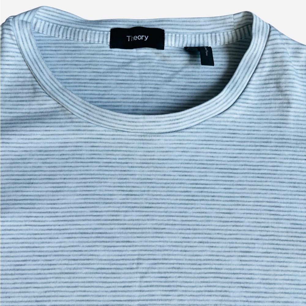 Theory Striped T-Shirt Mens Large Short Sleeve Crewneck Minimalist Preppy Cotton